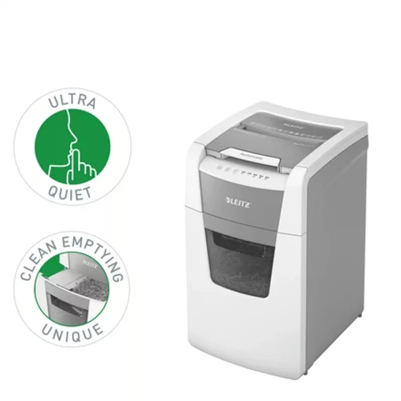 Leitz IQ Autofeed Office 150 Destructora de papel automática P5, corte micro, 22 cm, 2 x 15 mm, 44 L, 500 hojas, 55 dB