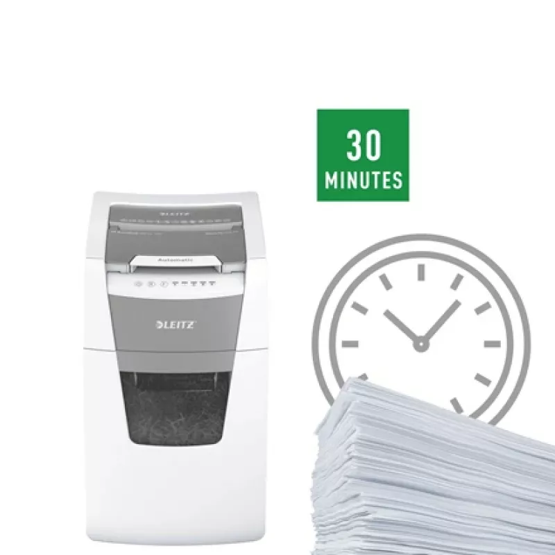 Leitz IQ Autofeed Office 150 Destructora de papel automática P5, corte micro, 22 cm, 2 x 15 mm, 44 L, 500 hojas, 55 dB