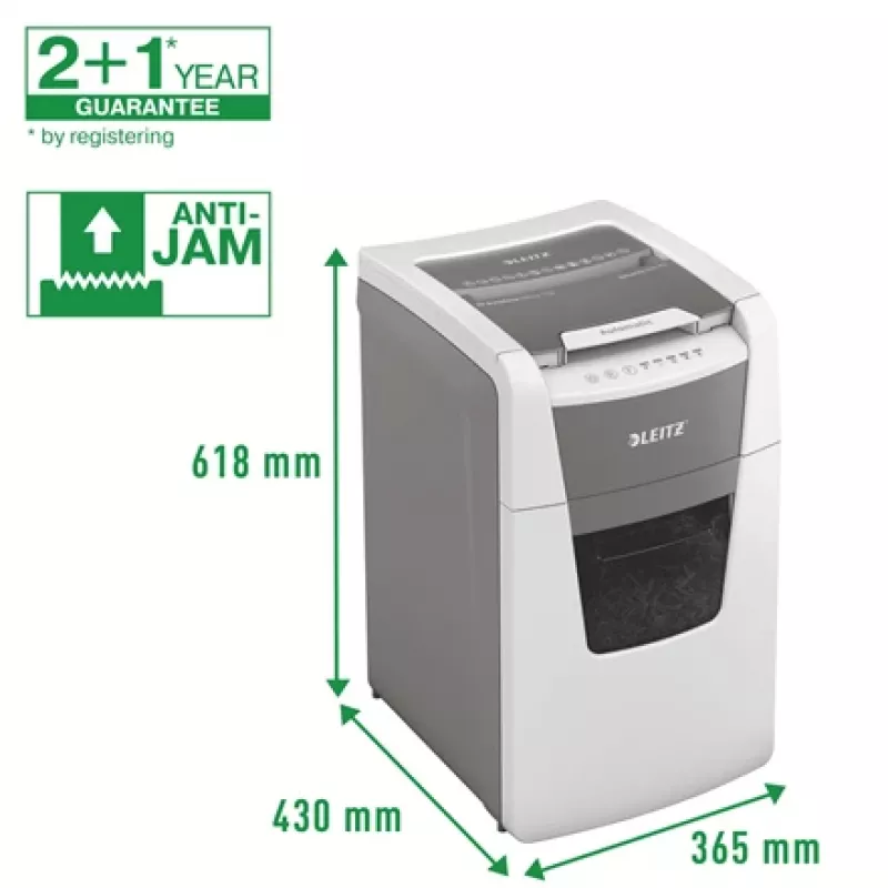 Leitz IQ Autofeed Office 150 Destructora de papel automática P5, corte micro, 22 cm, 2 x 15 mm, 44 L, 500 hojas, 55 dB