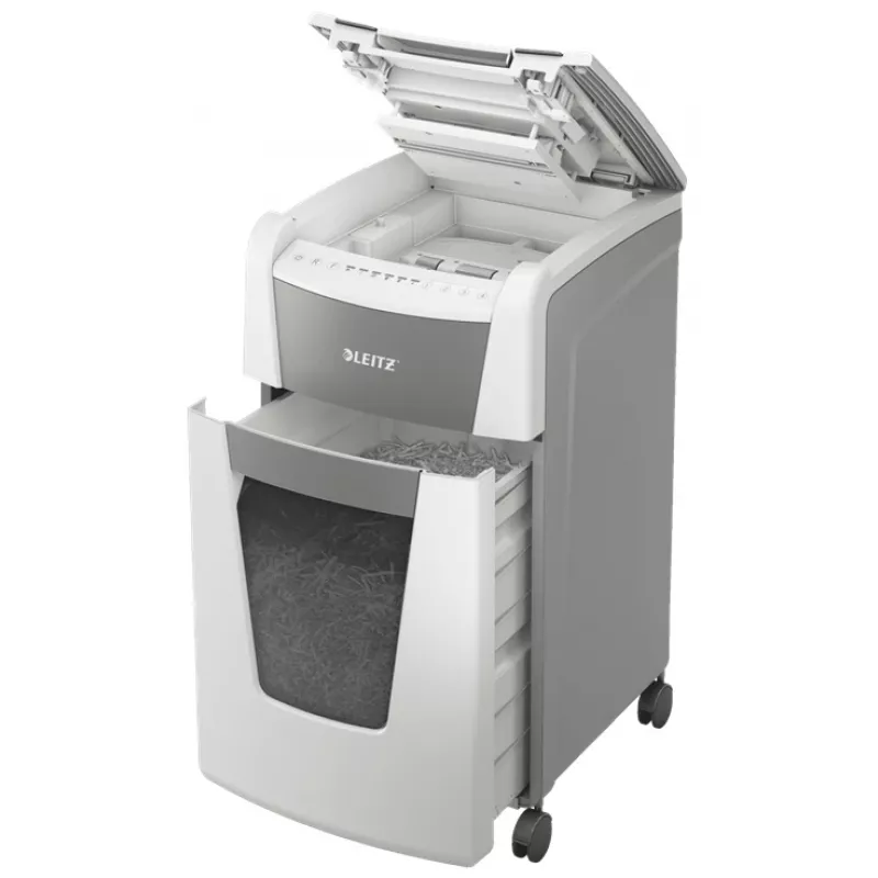 Leitz IQ Autofeed Office 300 Destructora de documentos P5, corte micro, 22 cm, 2 x 15 mm, 60 L, 700 hojas, 55 dB