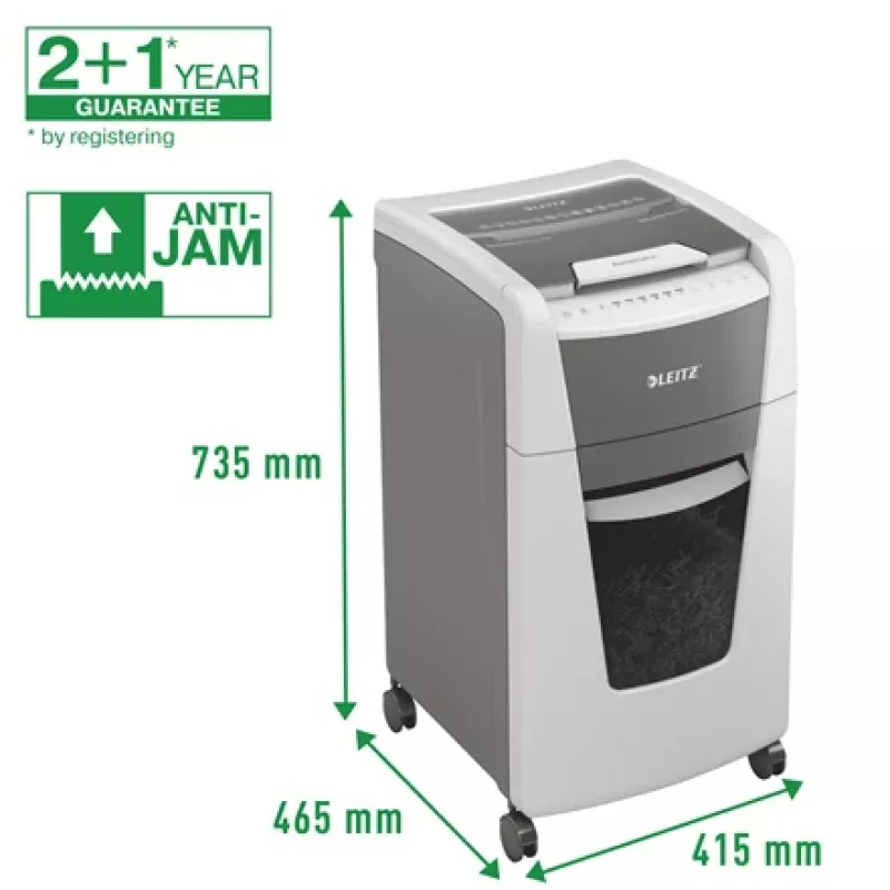 Leitz IQ Autofeed Office 300 Destructora de documentos P5, corte micro, 22 cm, 2 x 15 mm, 60 L, 700 hojas, 55 dB
