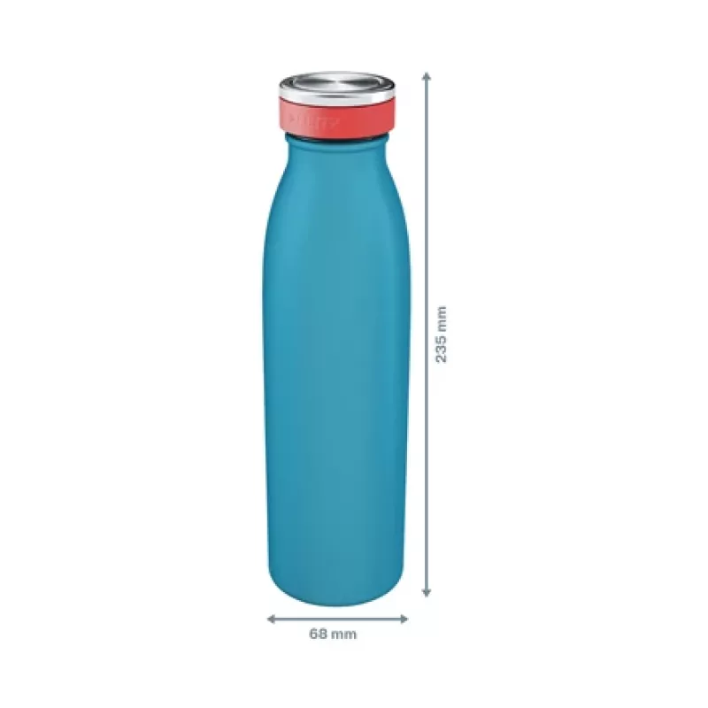 Leitz Cosy Botella térmica 500 ml, azul, acero inoxidable, 68 mm, 68 mm, 235 mm, 280 g
