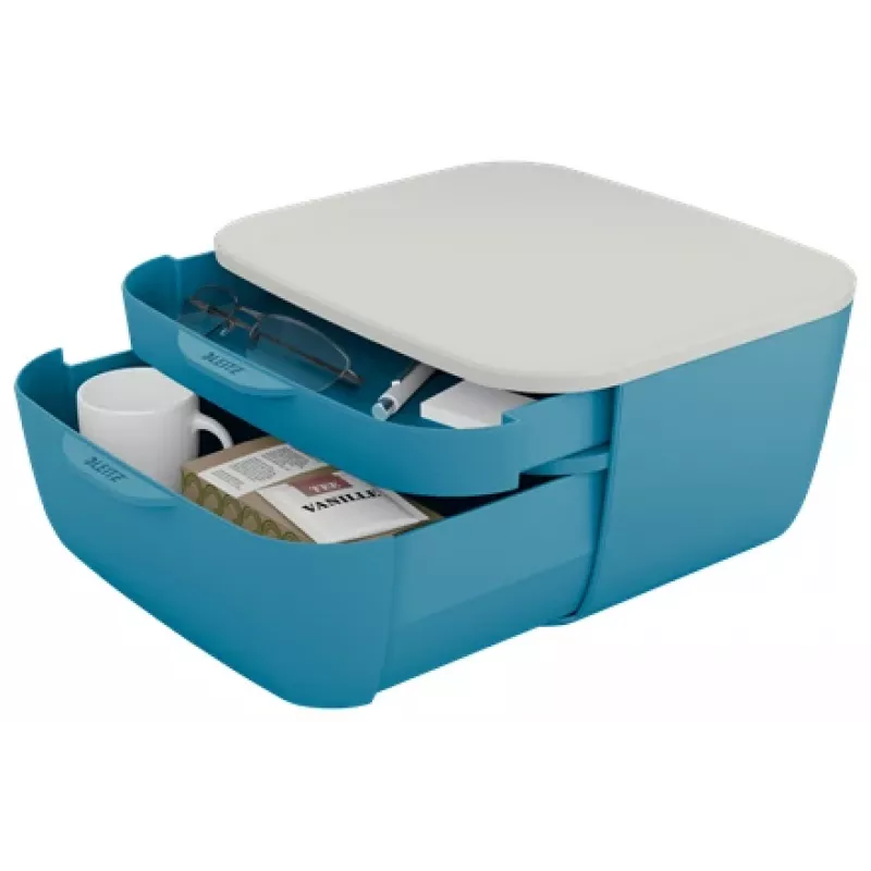 Leitz Cosy Cajonera, 2 cajones, poliestireno (PS), azul, blanco, 1 unidad, 251 mm, 143 mm