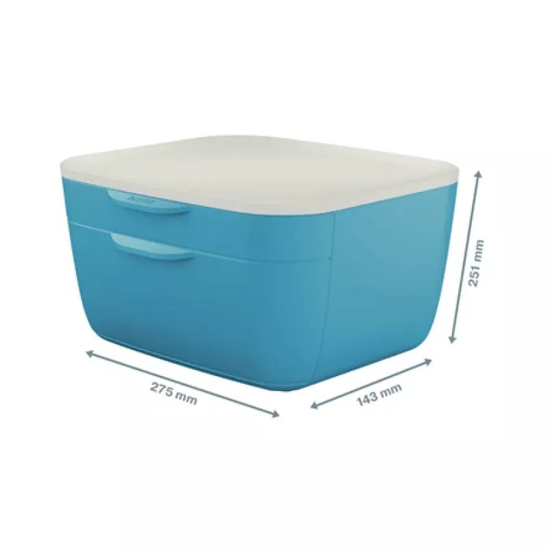 Leitz Cosy Cajonera, 2 cajones, poliestireno (PS), azul, blanco, 1 unidad, 251 mm, 143 mm