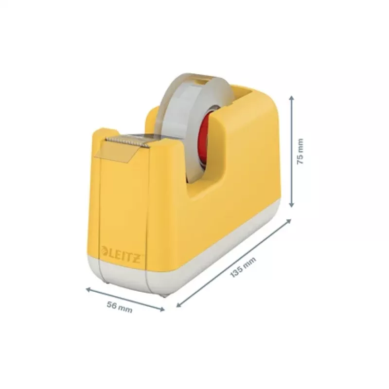 Leitz Cosy Portacintas de sobremesa, 1,9 cm, 33 m, acrilonitrilo butadieno estireno (ABS), amarillo, 75 mm, 56 mm