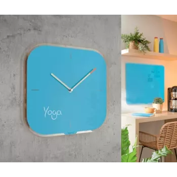 Leitz Cosy Reloj de pared de cristal Silent, cuadrado, azul, 300 mm, 300 mm, 40 mm, 1,6 kg