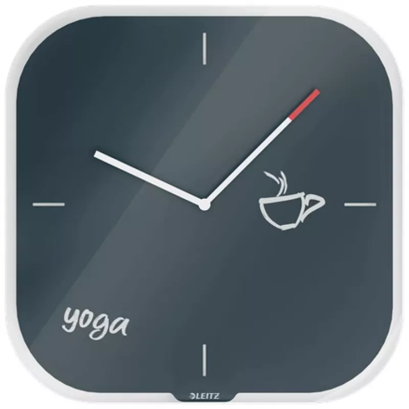 Leitz Cosy Reloj de pared de cristal Silent, cuadrado, negro, 300 mm, 300 mm, 40 mm, 1,6 kg