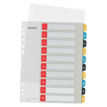 Leitz Cosy Índice imprimible 1-10, PP, índice numérico con pestañas, polipropileno (PP), vertical, A4 Maxi, 245 mm, 305 mm