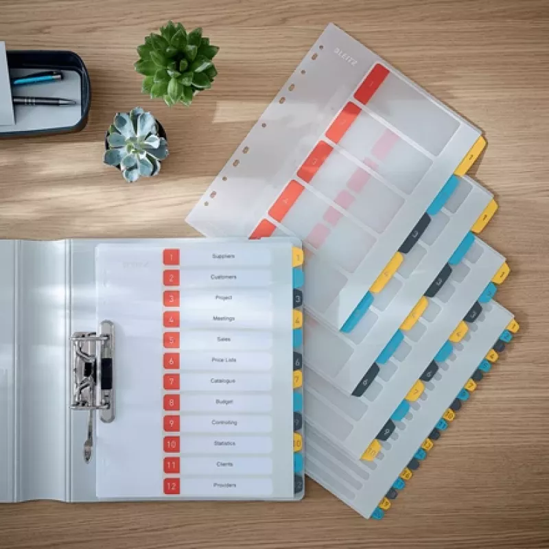 Leitz Cosy Índice imprimible 1-10, PP, índice numérico con pestañas, polipropileno (PP), vertical, A4 Maxi, 245 mm, 305 mm