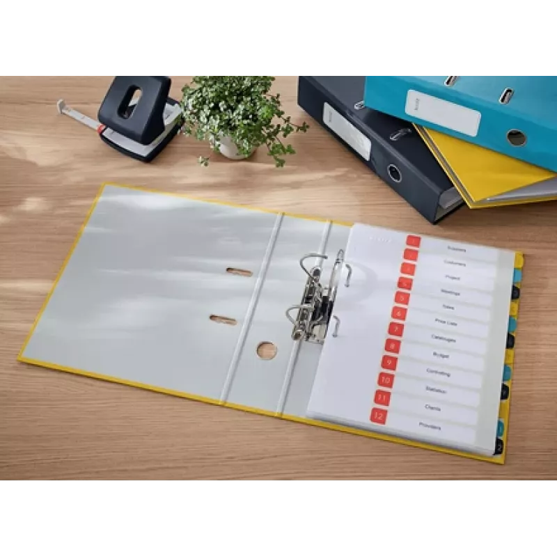 Archivador de palanca Leitz 180° Cosy Soft Touch 80 mm, A4, cartón, amarillo, superficie texturizada, 600 hojas, 80 g/m²