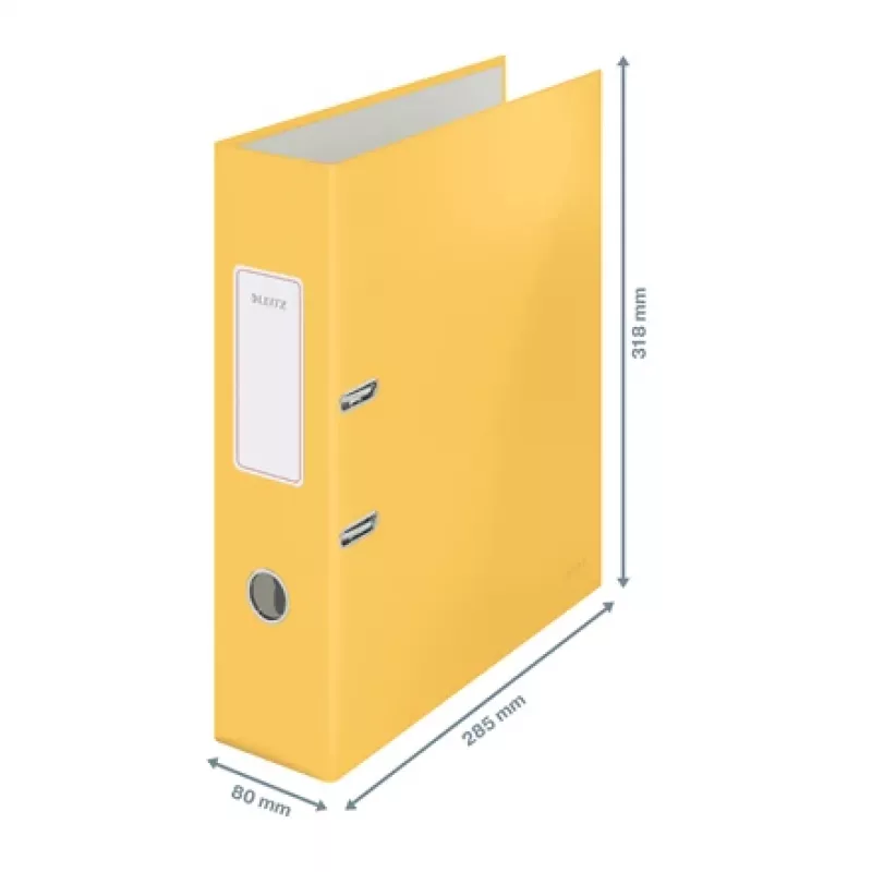 Archivador de palanca Leitz 180° Cosy Soft Touch 80 mm, A4, cartón, amarillo, superficie texturizada, 600 hojas, 80 g/m²