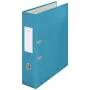 Archivador de palanca Leitz 180° Cosy Soft Touch 80 mm, A4, cartón, azul, superficie texturizada, 600 hojas, 80 g/m²