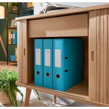 Archivador de palanca Leitz 180° Cosy Soft Touch 80 mm, A4, cartón, azul, superficie texturizada, 600 hojas, 80 g/m²