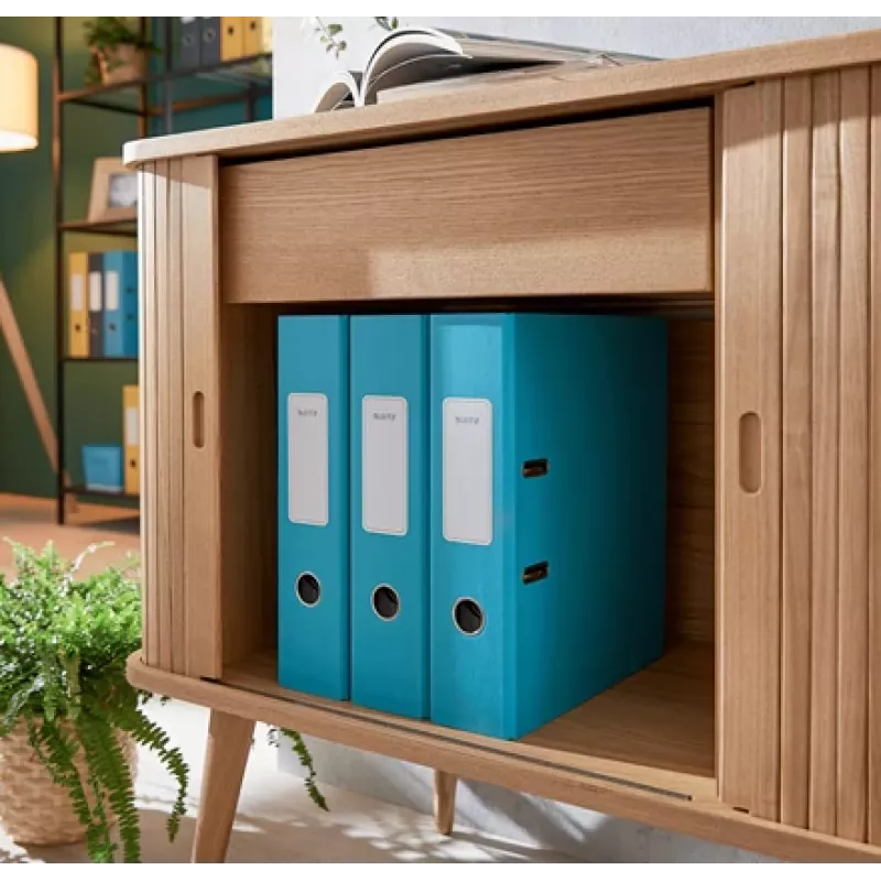 Archivador de palanca Leitz 180° Cosy Soft Touch 80 mm, A4, cartón, azul, superficie texturizada, 600 hojas, 80 g/m²