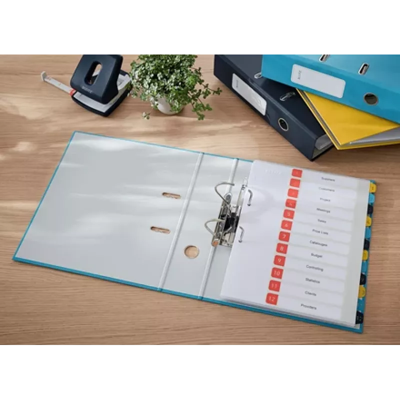 Archivador de palanca Leitz 180° Cosy Soft Touch 80 mm, A4, cartón, azul, superficie texturizada, 600 hojas, 80 g/m²