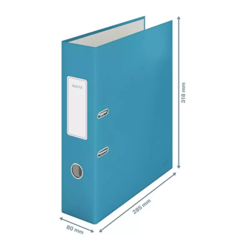 Archivador de palanca Leitz 180° Cosy Soft Touch 80 mm, A4, cartón, azul, superficie texturizada, 600 hojas, 80 g/m²
