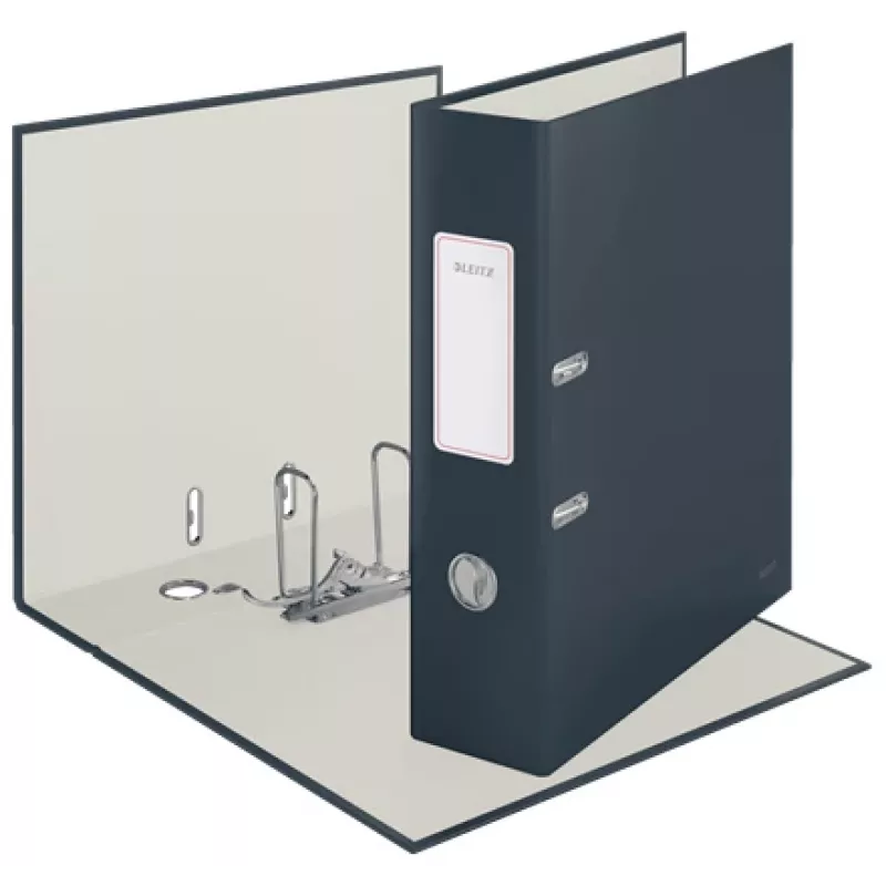 Archivador de palanca Leitz 180° Cosy Soft Touch 80 mm, A4, cartón, negro, superficie texturizada, 600 hojas, 80 g/m²