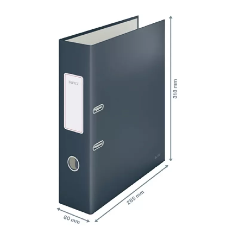 Archivador de palanca Leitz 180° Cosy Soft Touch 80 mm, A4, cartón, negro, superficie texturizada, 600 hojas, 80 g/m²