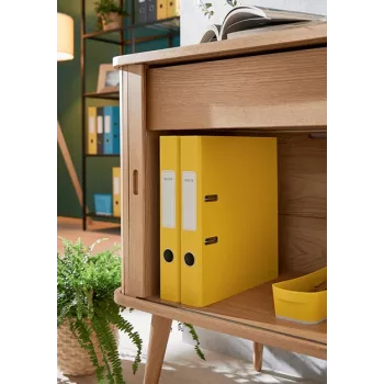 Archivador Leitz 180° Cosy Soft Touch 50 mm, A4, cartón, amarillo, superficie texturizada, 350 hojas, 80 g/m²