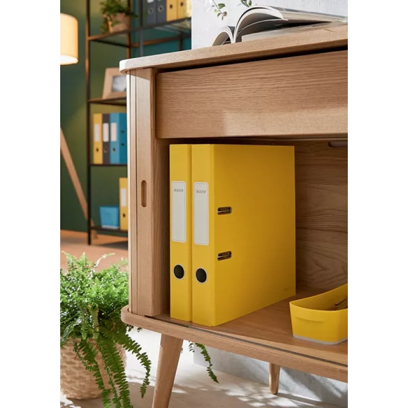 Archivador Leitz 180° Cosy Soft Touch 50 mm, A4, cartón, amarillo, superficie texturizada, 350 hojas, 80 g/m²