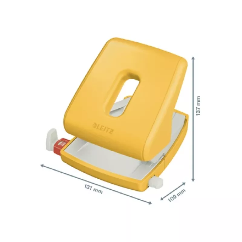 Perforadora Leitz Cosy 2 taladros 30 hojas, amarillo, plástico, 8 cm, 5,5 mm, A4