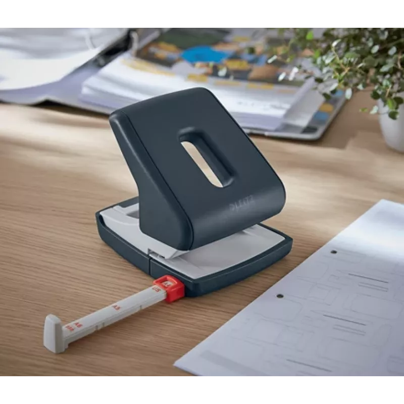 Perforadora Leitz Cosy 2 taladros 30 hojas, 30 hojas, negro, plástico, 8 cm, 5,5 mm, A4, A5, A6, folio, cuarto US, 8 x 8 x 8 cm