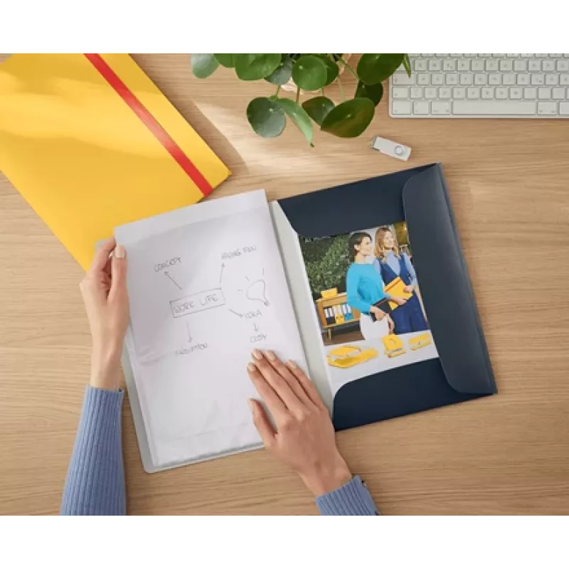 Carpeta de presentación Leitz Cosy Mobile Display Book Plus, gris, polipropileno (PP), 20 fundas, vertical, A4, 231 mm