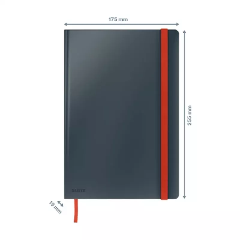 Cuaderno Leitz Cosy Soft Touch rayado con tapa dura, monocromático, negro, B5, 80 hojas, mate, 100 g/m²