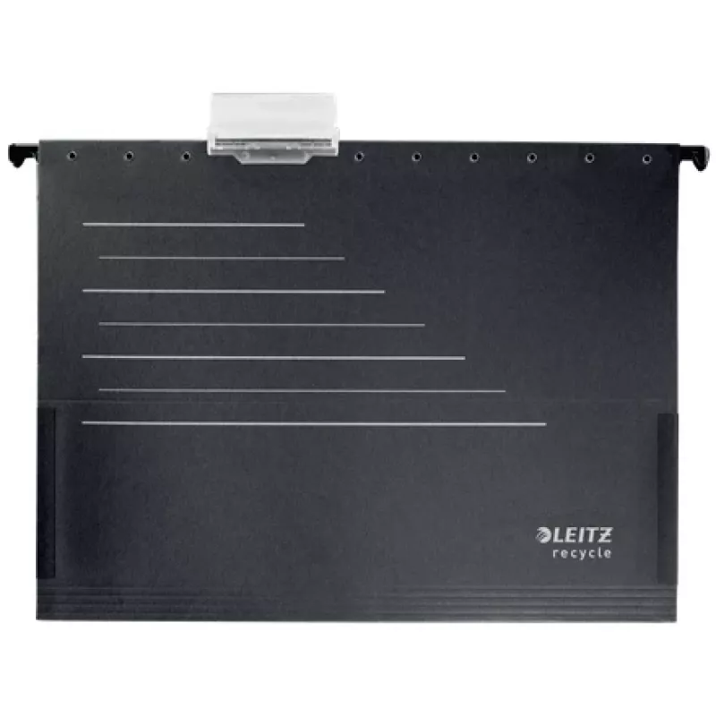 Carpeta colgante de cartón Leitz Alpha® Recycle, A4, negro, cartón, 80 g/m², 150 hojas, 348 mm
