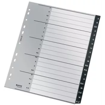Índice alfabético Leitz 12070000, índice alfabético de polipropileno (PP), negro, blanco