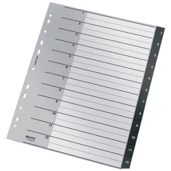 Índice Leitz Recycle, PP, extragrande, índice numérico, polipropileno (PP), negro, blanco, vertical, A4 Maxi, 160 g/m²