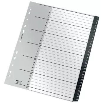 Índice Leitz Recycle, PP, extragrande, índice numérico, polipropileno (PP), negro, blanco, vertical, A4 Maxi, 160 g/m²
