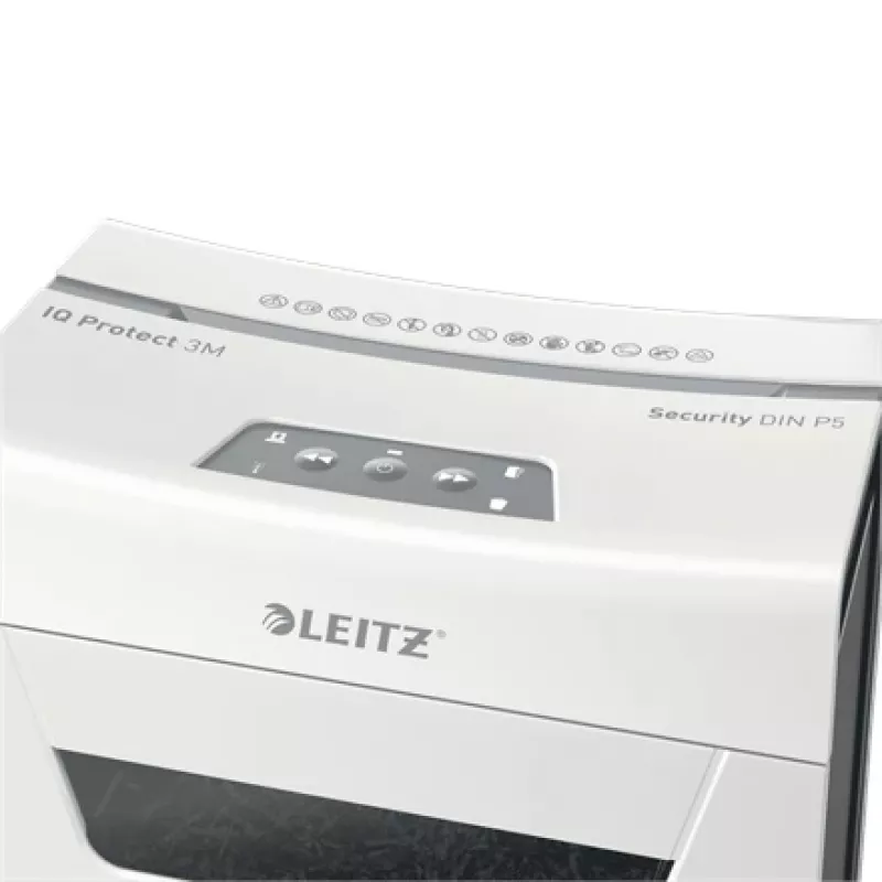 Destructora de documentos Leitz IQ Protect Premium 3M P5, microcorte, 2 x 15 mm, 10 L, 125 hojas, 55 dB, táctil