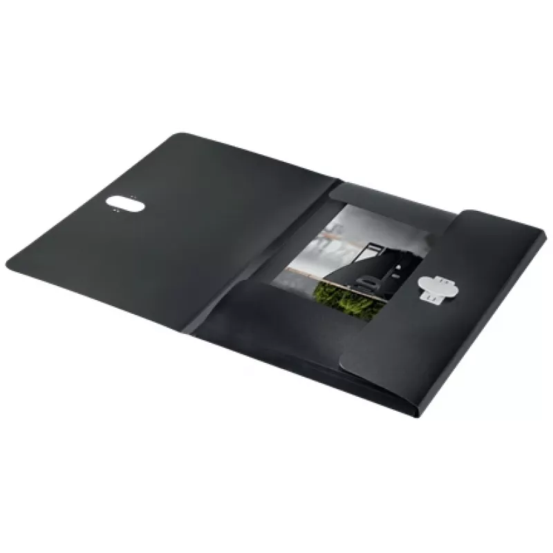 Carpeta de 3 solapas Leitz Recycle, carpeta de firmas, A4, polipropileno (PP), negro, mate, 150 hojas