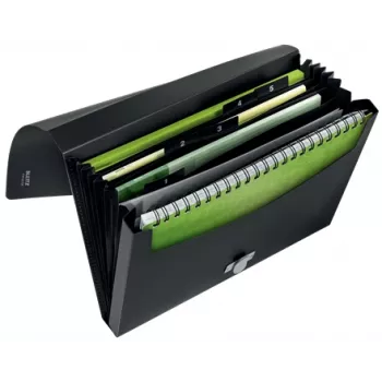 Carpeta de fuelle extensible Leitz Recycle, carpeta de firmas, A4, polipropileno (PP), negro, brillante, 250 hojas