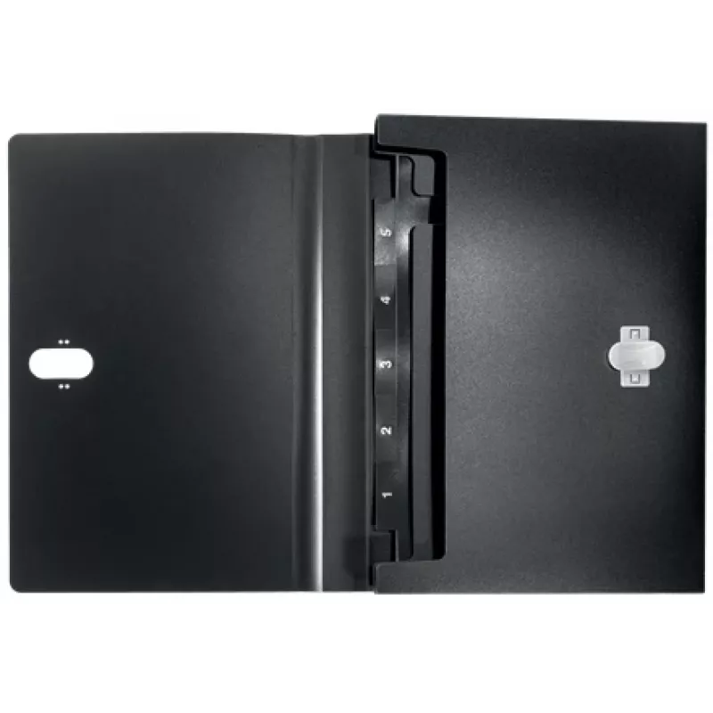Carpeta de fuelle extensible Leitz Recycle, carpeta de firmas, A4, polipropileno (PP), negro, brillante, 250 hojas