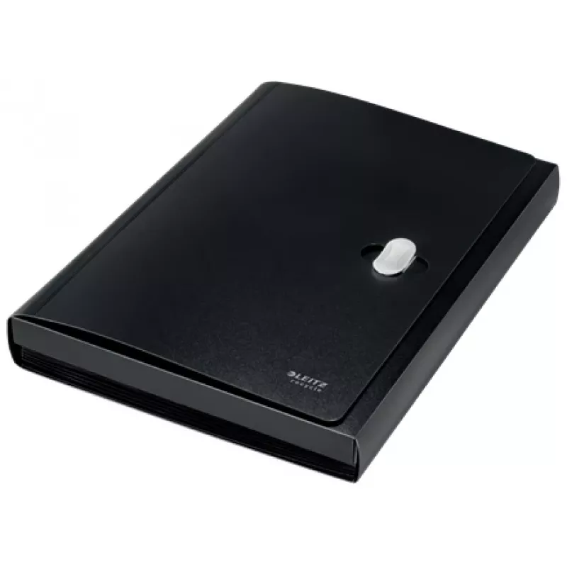 Carpeta de fuelle extensible Leitz Recycle, carpeta de firmas, A4, polipropileno (PP), negro, brillante, 250 hojas