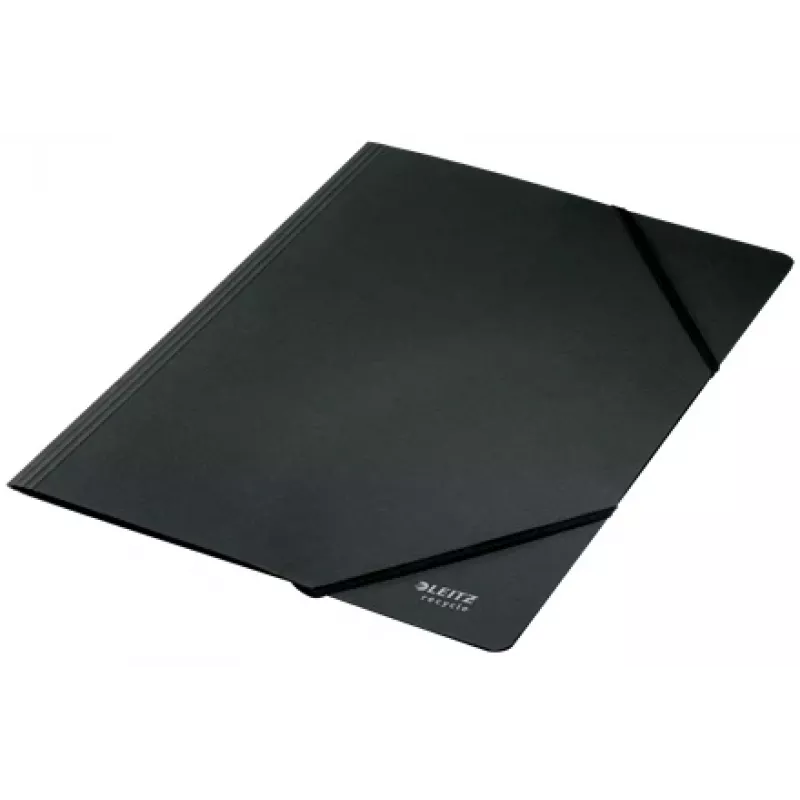 Carpeta de cartón con gomas Leitz Recycle, carpeta de firmas, A4, cartón, negro, mate, 250 hojas