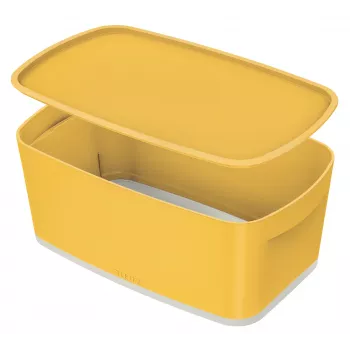 Caja de almacenamiento Leitz MyBox Cosy Small con tapa, caja de almacenamiento, amarillo, rectangular, plástico, monocromático, amarillo