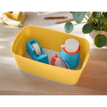 Caja de almacenamiento Leitz MyBox Cosy Small con tapa, caja de almacenamiento, amarillo, rectangular, plástico, monocromático, amarillo
