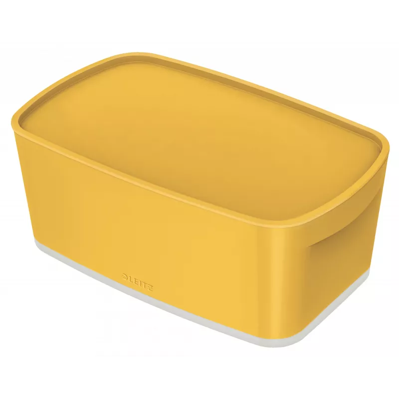 Caja de almacenamiento Leitz MyBox Cosy Small con tapa, caja de almacenamiento, amarillo, rectangular, plástico, monocromático, amarillo