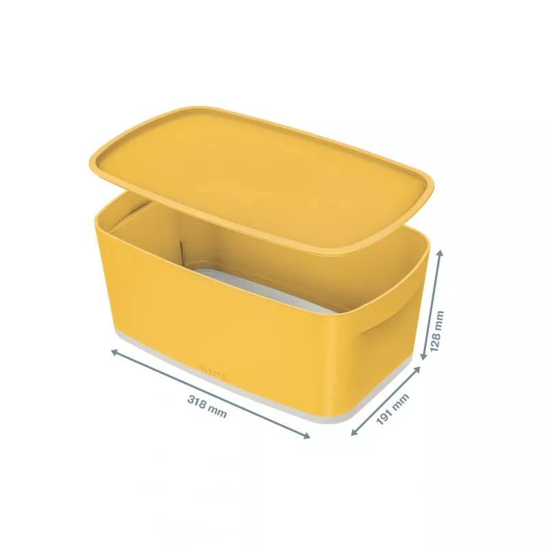 Caja de almacenamiento Leitz MyBox Cosy Small con tapa, caja de almacenamiento, amarillo, rectangular, plástico, monocromático, amarillo