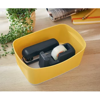 Bandeja de almacenamiento Leitz MyBox Cosy, bandeja de almacenamiento, amarillo, rectangular, plástico, monocromático, 246 mm