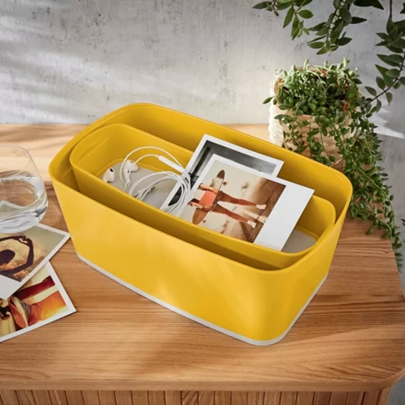 Leitz MyBox Cosy bandeja organizadora larga, almacenamiento, caja de almacenamiento, amarillo, rectangular, plástico, monocromático, 307 mm