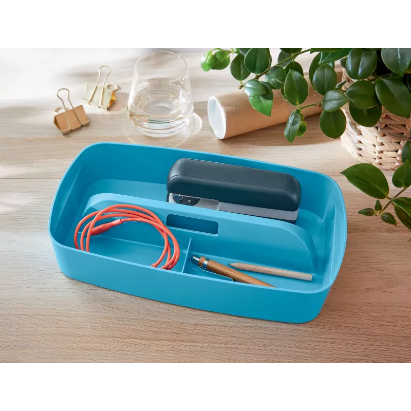 Leitz MyBox Cosy bandeja organizadora con asa, pequeña, almacenamiento, azul, plástico, 307 mm, 181 mm, 56 mm, 300 g