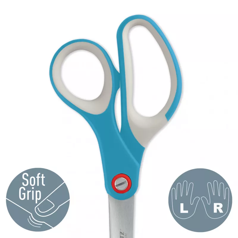 Leitz Cosy Titanium tijeras de oficina 205 mm, adultos, corte recto, individual, azul, acero inoxidable, tijeras de oficina