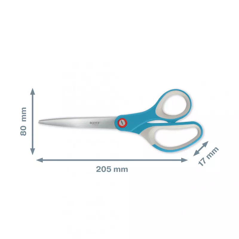 Leitz Cosy Titanium tijeras de oficina 205 mm, adultos, corte recto, individual, azul, acero inoxidable, tijeras de oficina