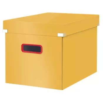 Leitz Click & Store Cosy Cube Large caja de almacenamiento, caja de almacenamiento, amarillo, rectangular, cartón, monocolor, interior