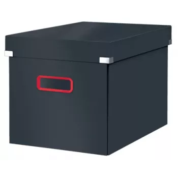 Leitz Click & Store Cosy Cube Large caja de almacenamiento, caja de almacenamiento, gris, rectangular, cartón, monocromático, interior
