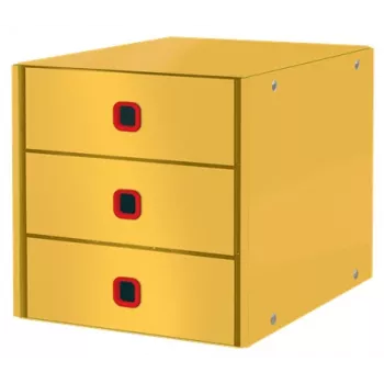 Leitz Click & Store Cosy cajonera (3 cajones), amarillo, cartón, 286 mm, 358 mm, 282 mm